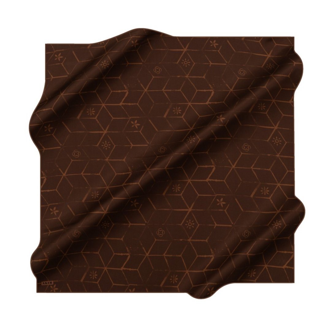 Aker Saf Sura İpek Eşarp 9194701 331 Kahverengi Monogram Desen