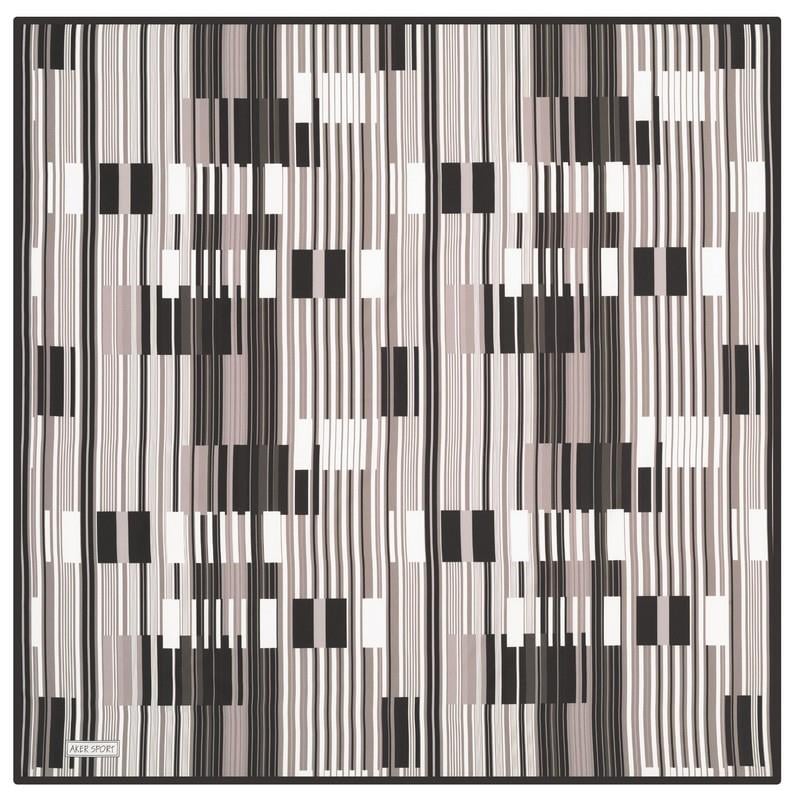 Aker Siyah-Gri Geometrik Desenli Sport Tivil Eşarp 3410797-911