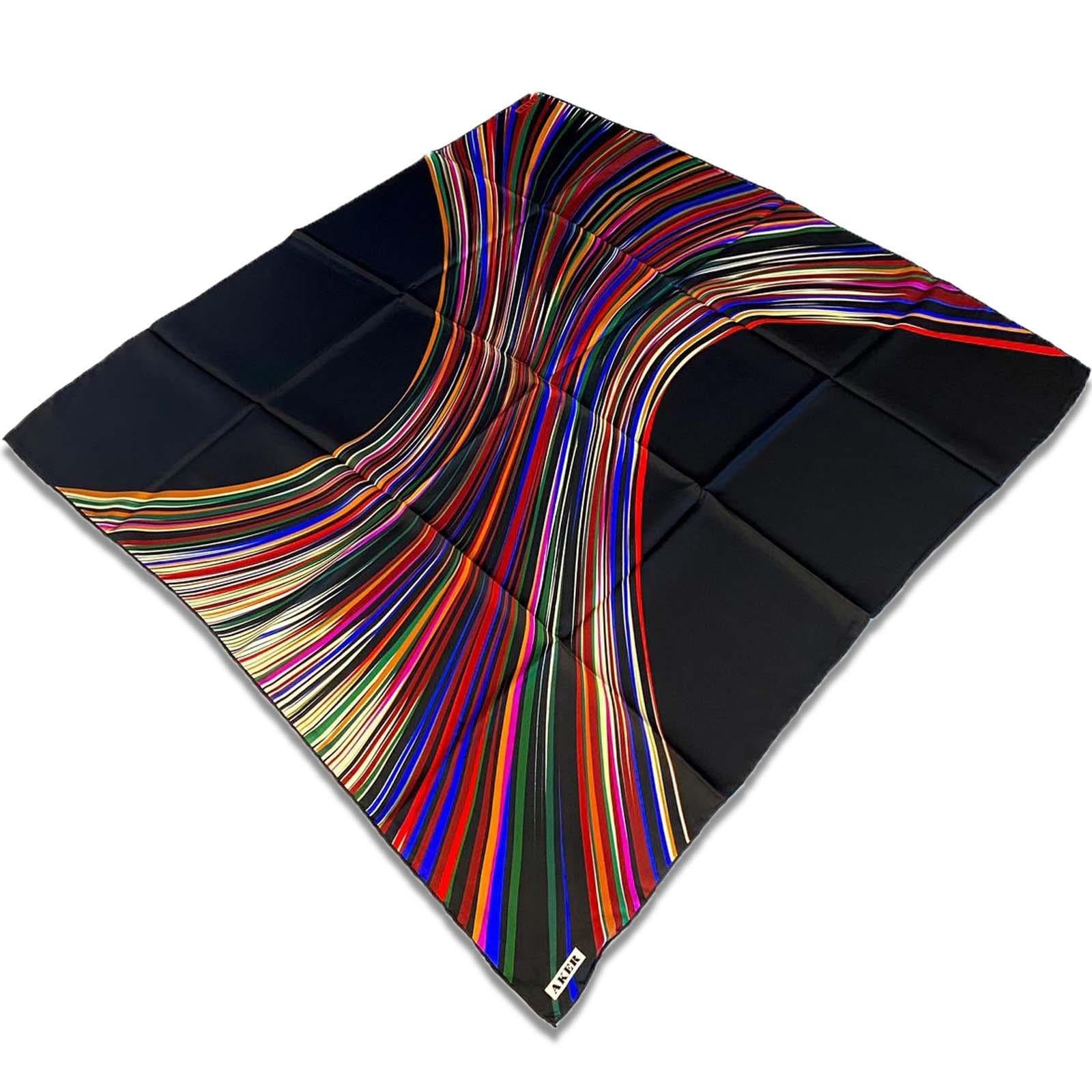 Aker Black Mixed Pattern Twill Silk Scarf 8842713-911