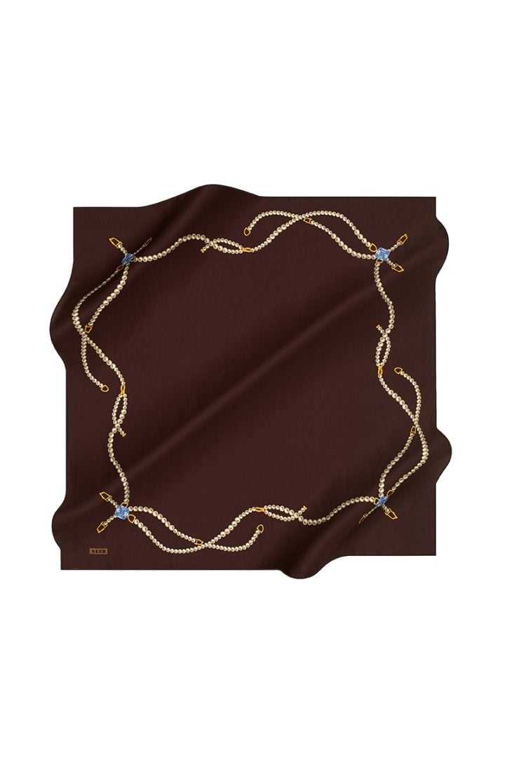 Aker Sura İpek Eşarp Bordo İnci Desen