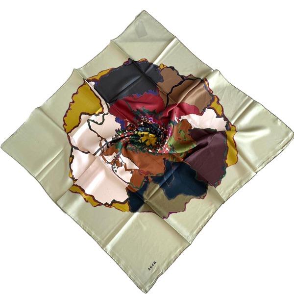 Aker Twill Silk Scarf 8314713-951-35616 Green Mixed Pattern