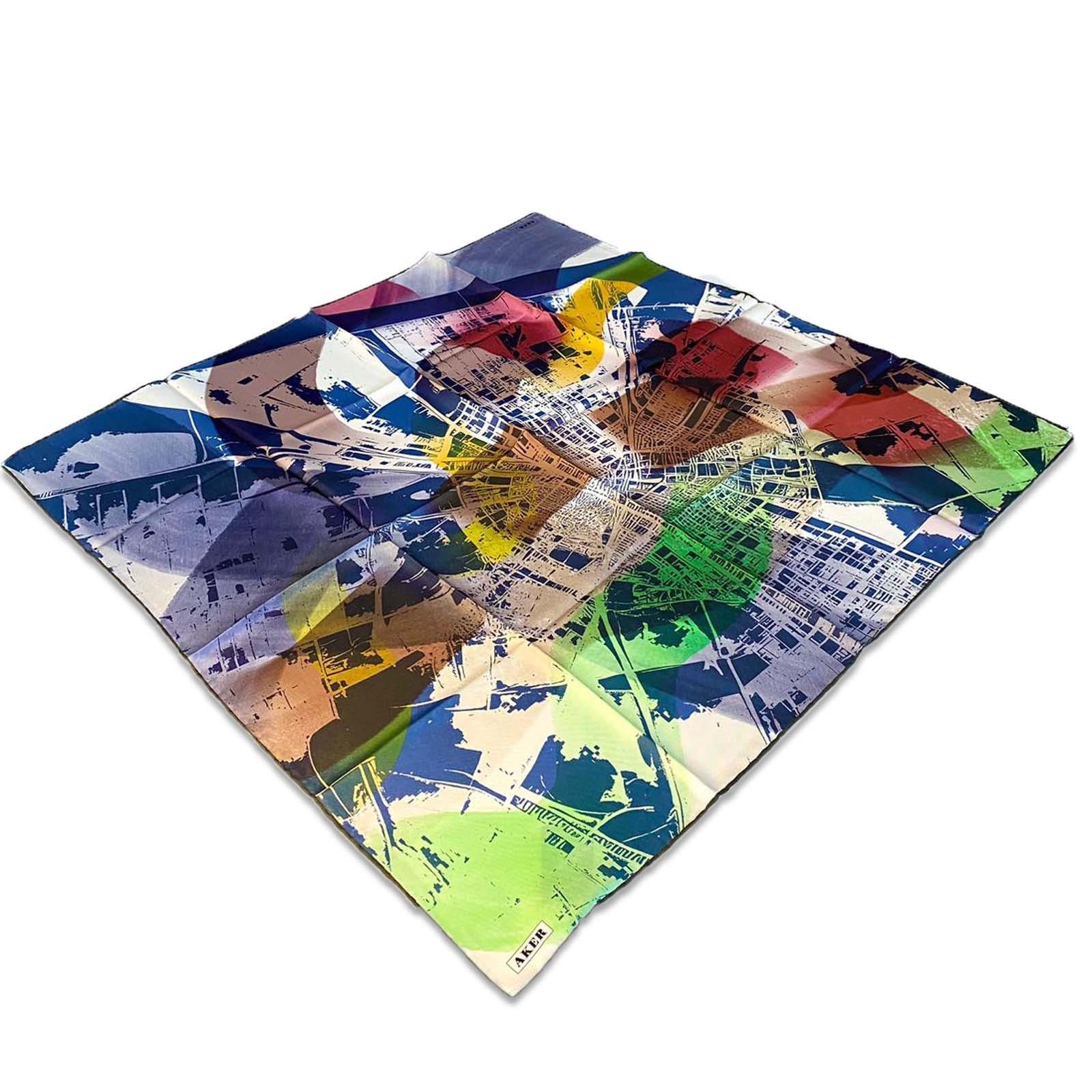 Aker Green Mixed Pattern Twill Silk Scarf 8841713-951