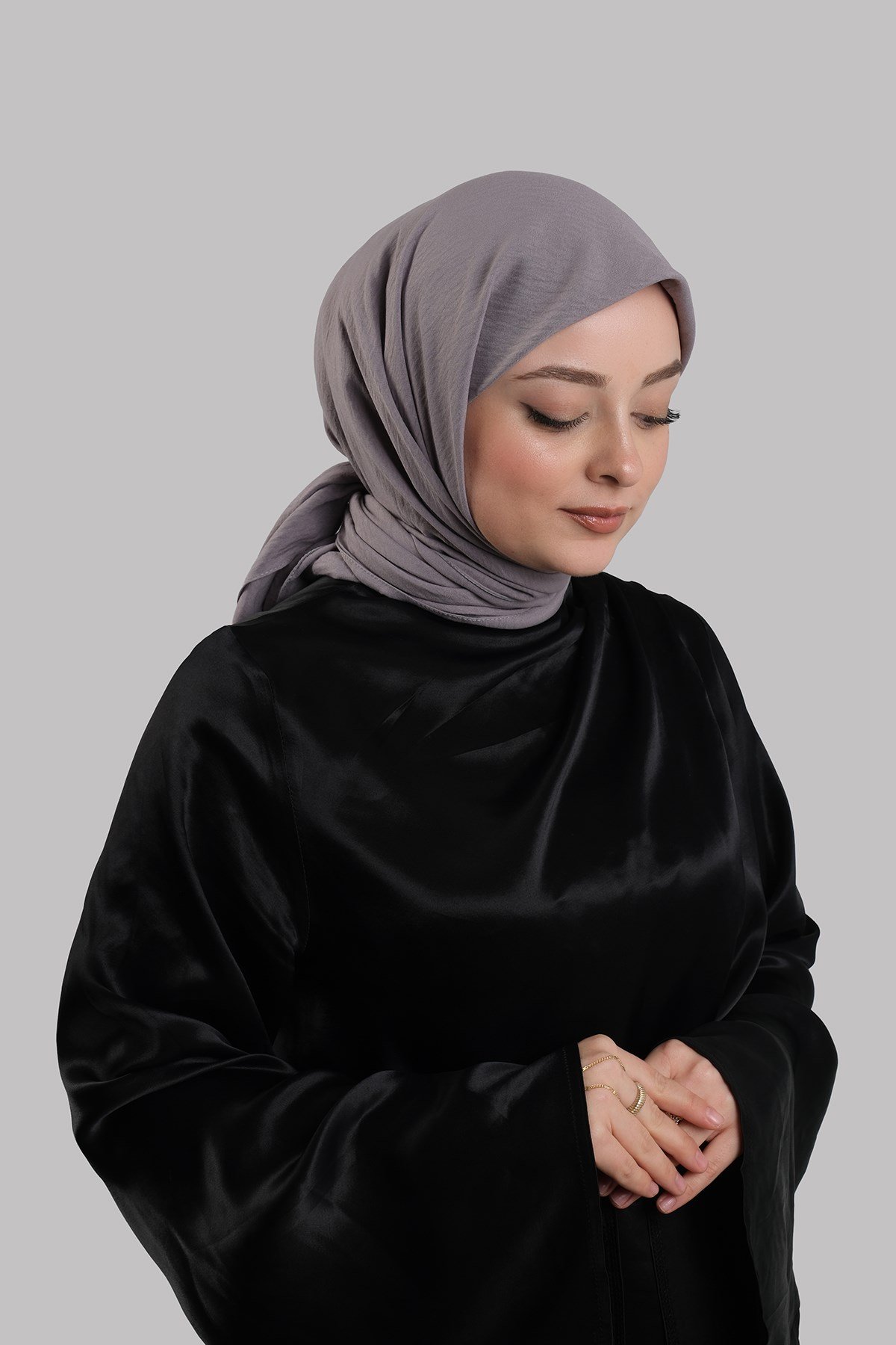 Antrasit Düz Klasik Eşarp İtalyan Dikişli Pamuk Caz Sade 202210_25