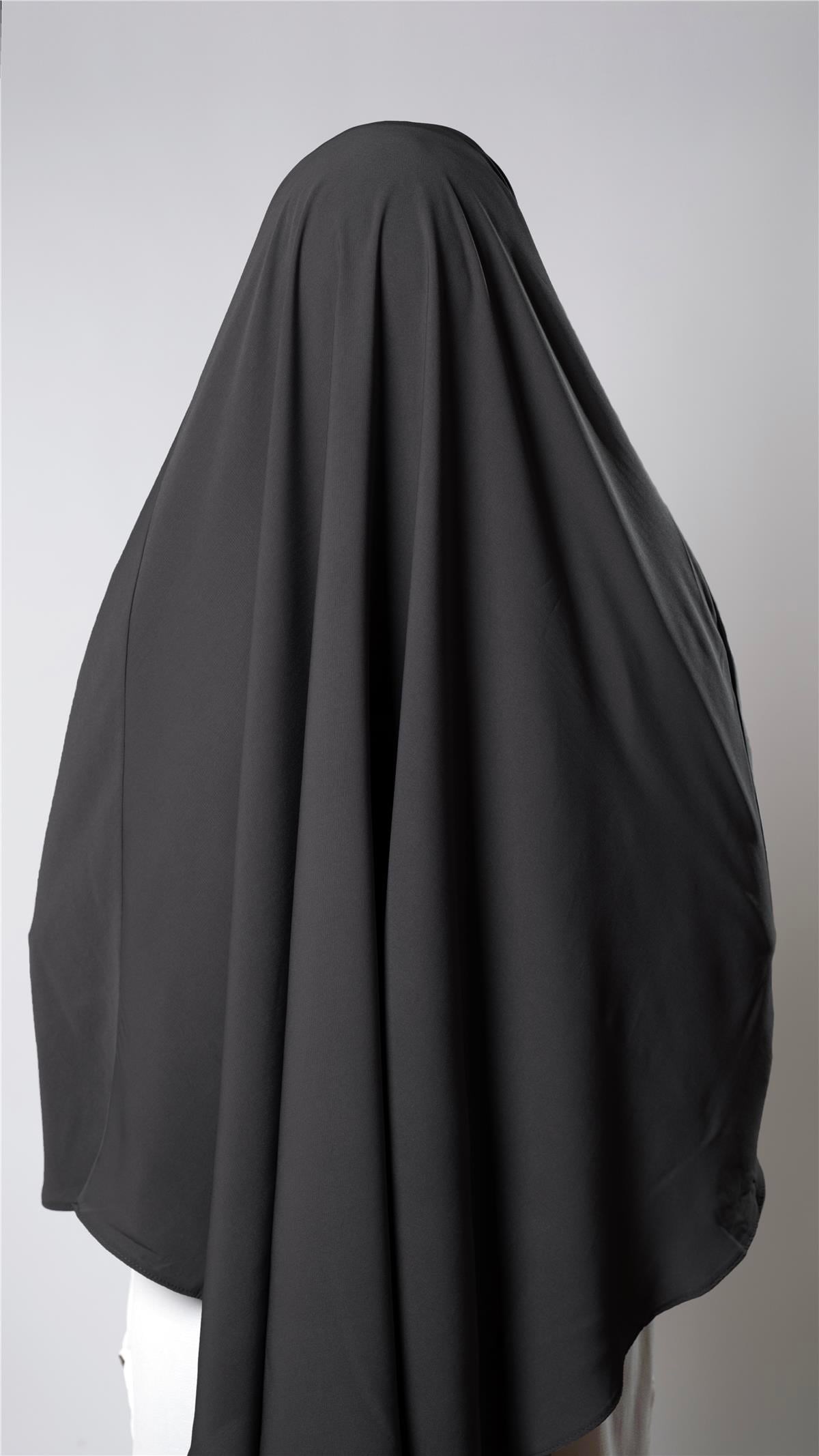 Antrasit Pratik Hazır Geçmeli Tesettür Eşarp Medine İpeği Bağcıklı Sufle Hijab 2301_25