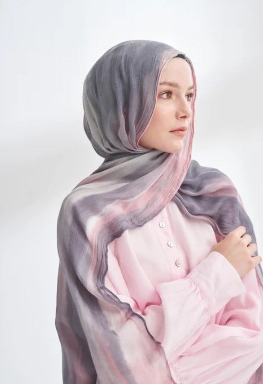 Armanda Organic Touch Viskoz Degrade Şal 3604 1267 Füme Pembe Blend Desen