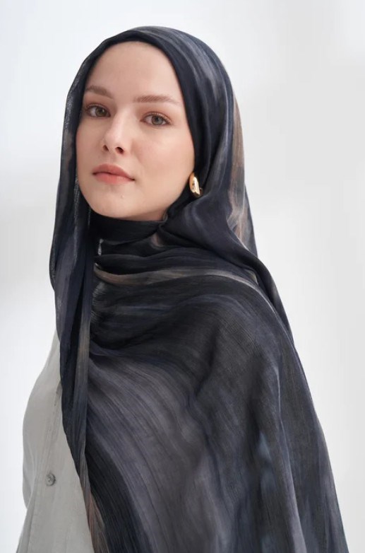 Armanda Organic Touch Viskoz Degrade Şal 3604 1255 Siyah Kül  Blend Desen