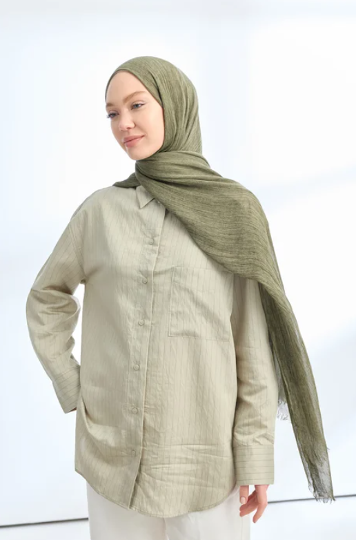 Armanda Organic Touch Viskoz Şal 3601 46 Haki Düz Desen