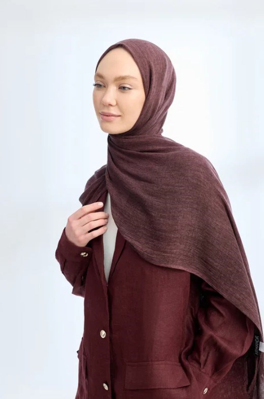Armanda Organic Touch Viskoz Şal 3601 1032 Bordo Düz Desen