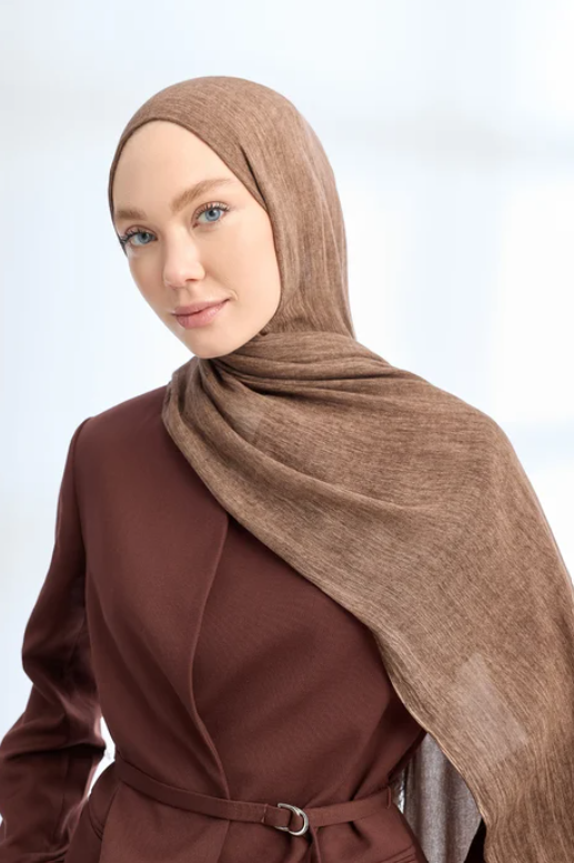 Armanda Organic Touch Viskoz Şal 3601 893 Koyu Vizon Düz Desen