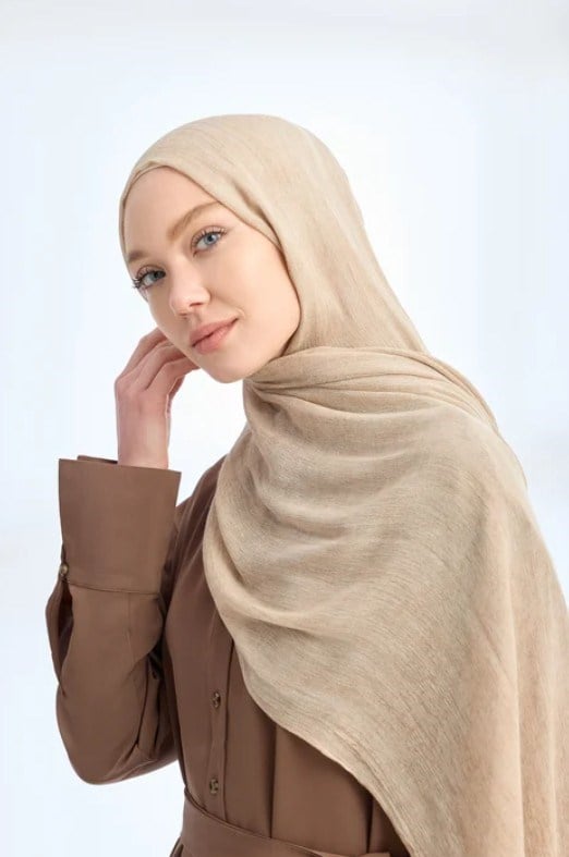 Armanda Organic Touch Viskoz Şal 3601 521 Koyu Bej Düz Desen