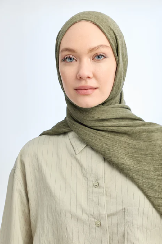 Armanda Organic Touch Viskoz Şal 3601 46 Haki Düz Desen