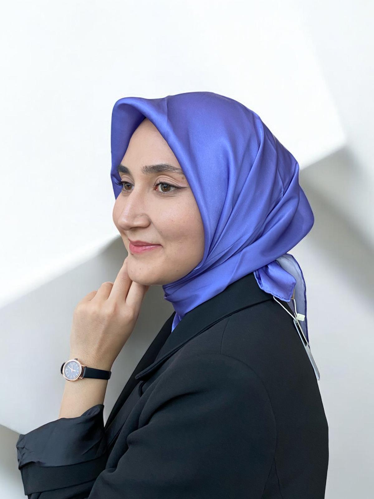 Armine Lila Düz Renk Tivil İpek Eşarp 10D02-84