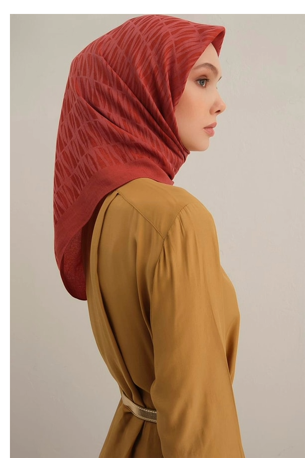 Armine Lyocell Eşarp 3-35 Kırmızı Desenli 47354
