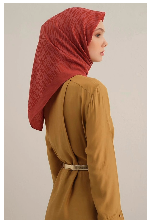 Armine Lyocell Eşarp 3-35 Kırmızı Desenli 47354