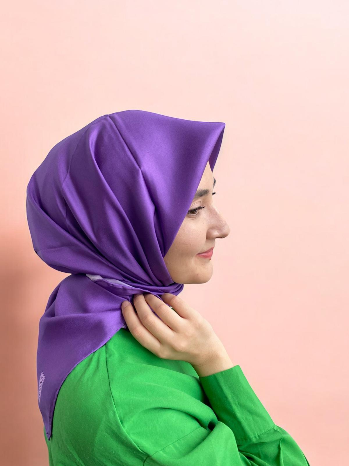Armine Purple Plain Color Twill Silk Scarf 10D02-81