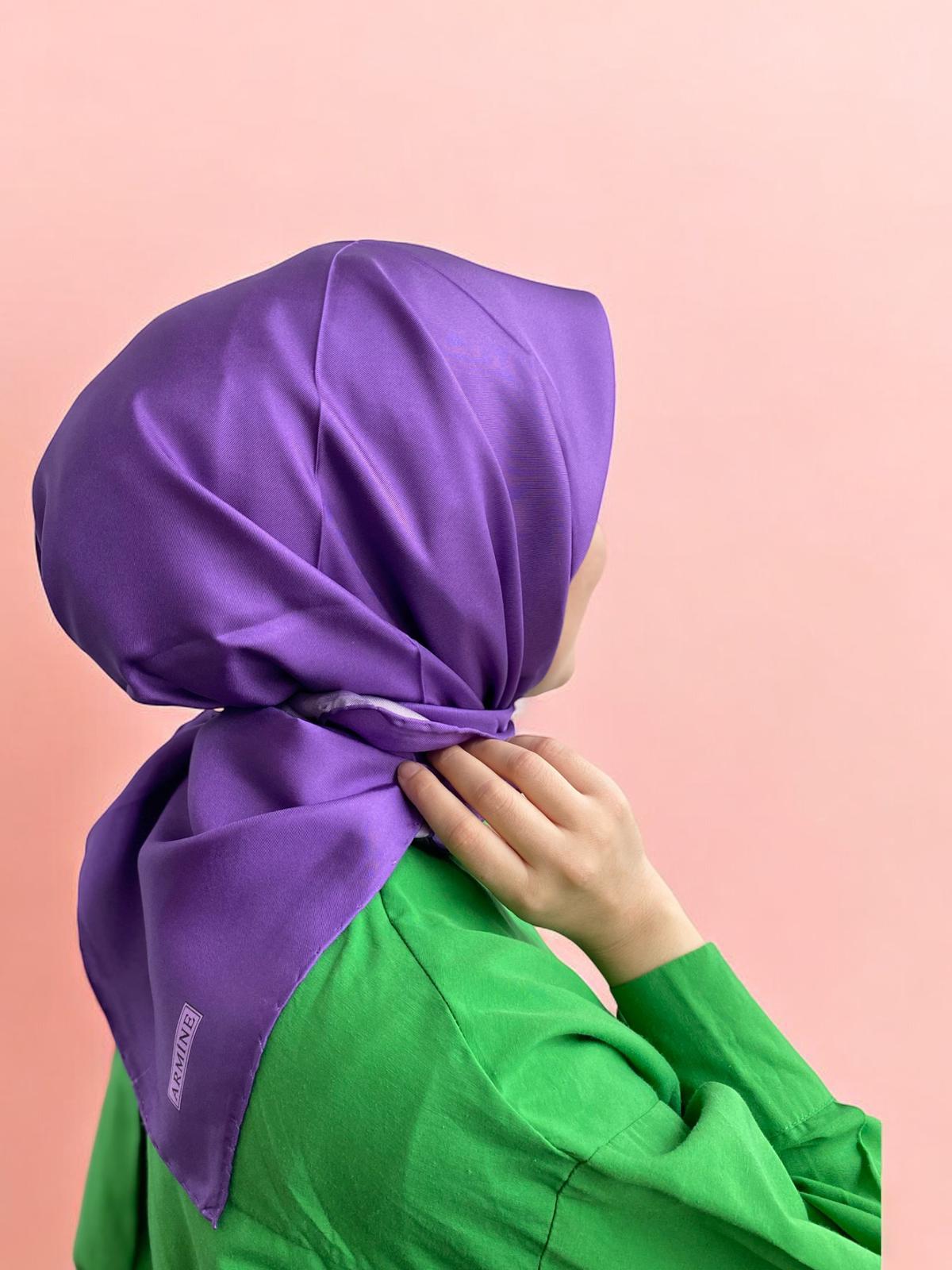Armine Purple Plain Color Twill Silk Scarf 10D02-81