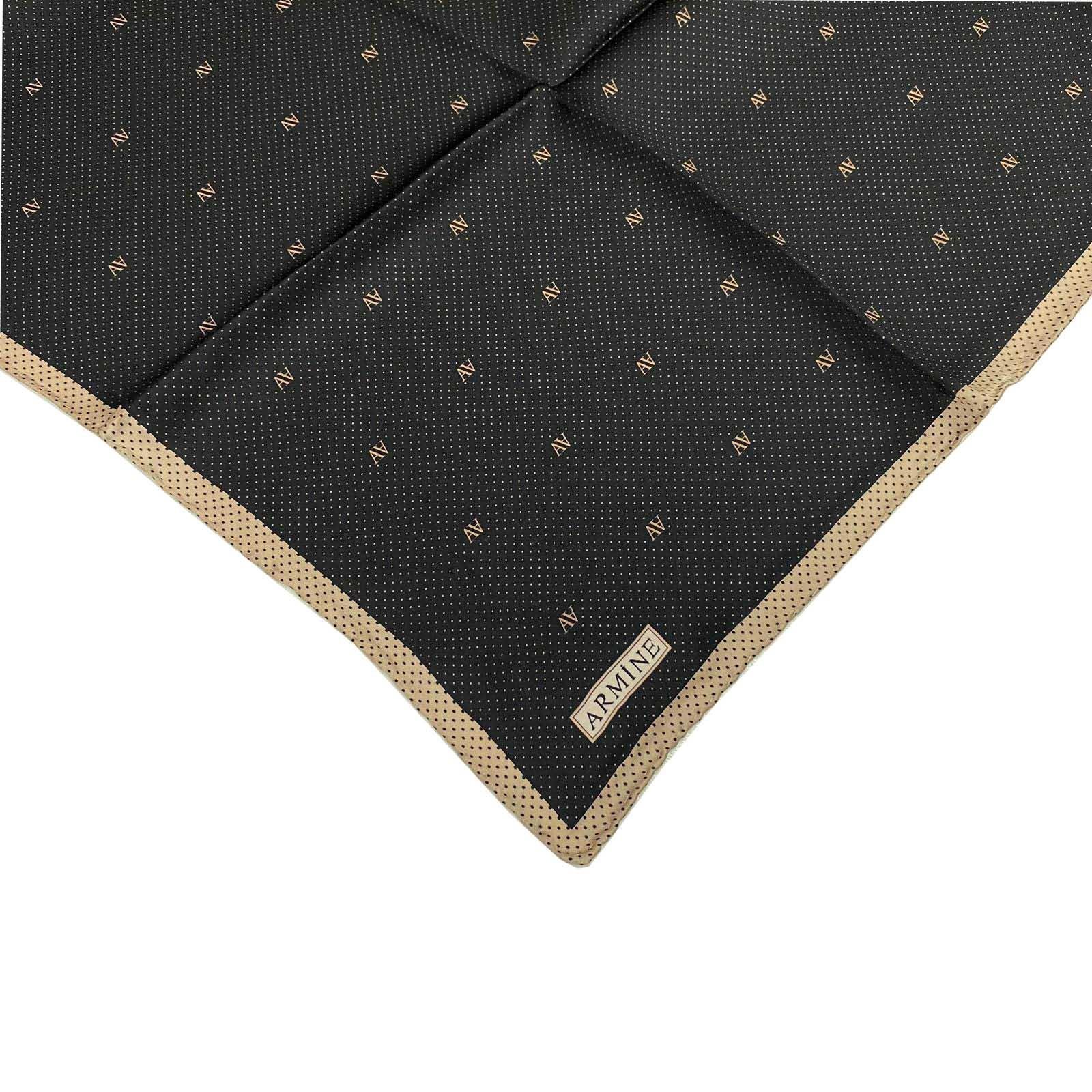 Armine Nostalji Black Polka Dot Pattern Sura Silk Scarf 8259-01