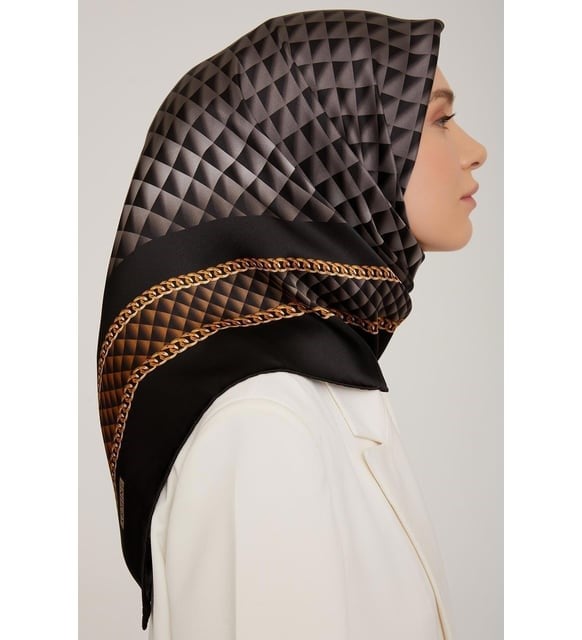 Armine Nostalji Sura İpek 8834 - 32 Siyah -Gold Karışık Desen