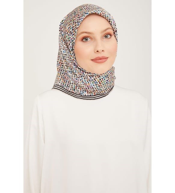 Armine Nostalji Sura Saf İpek 9013 04 Siyah Beyaz Soyut Desen 