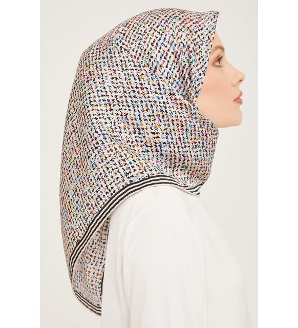 Armine Nostalji Sura Saf İpek 9013 04 Siyah Beyaz Soyut Desen 