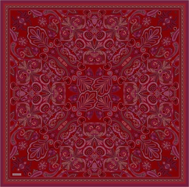 Armine Nostalji Sura Saf İpek 9421 85 Mercan Etnik  Desen 