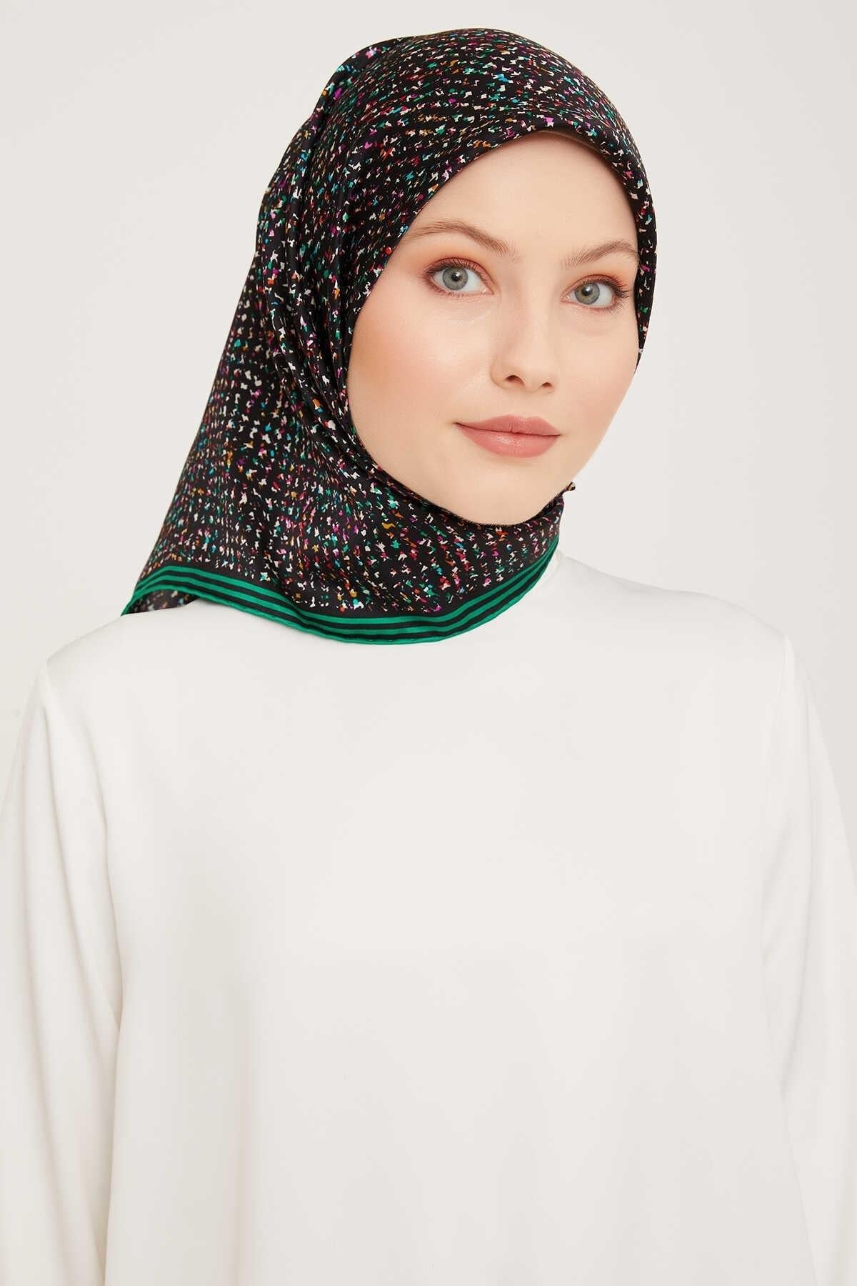 Armine Nostalji Tivil İpek 9013-05 Siyah Karışık Desen
