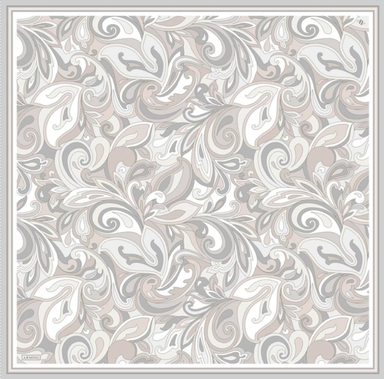 Armine Sura İpek Eşarp 9323-82 Gri Karışık Desen 
