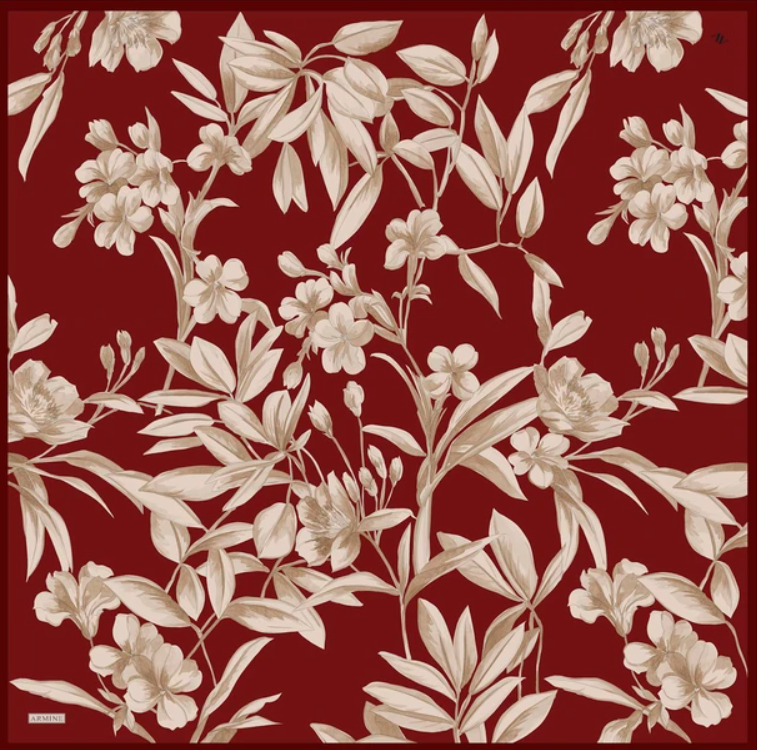 Armine Sura İpek Eşarp 9324-57 Bordo Karışık Desen 