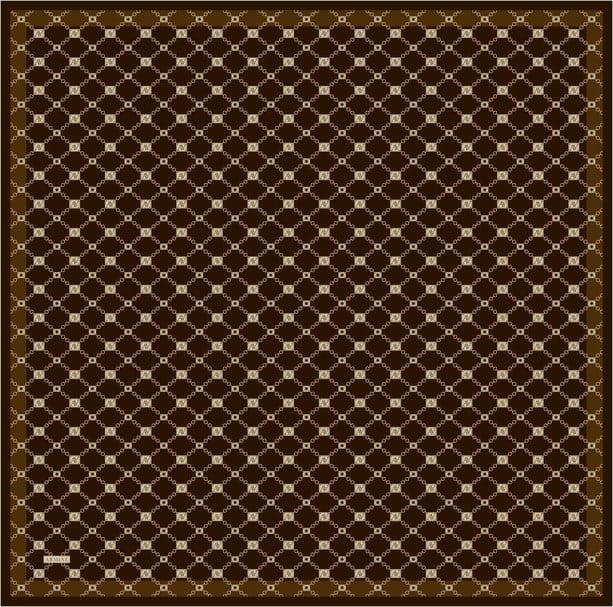 Armine Sura Saf İpek Eşarp 9530 - 83 Acı Kahve Gold Logo Desen