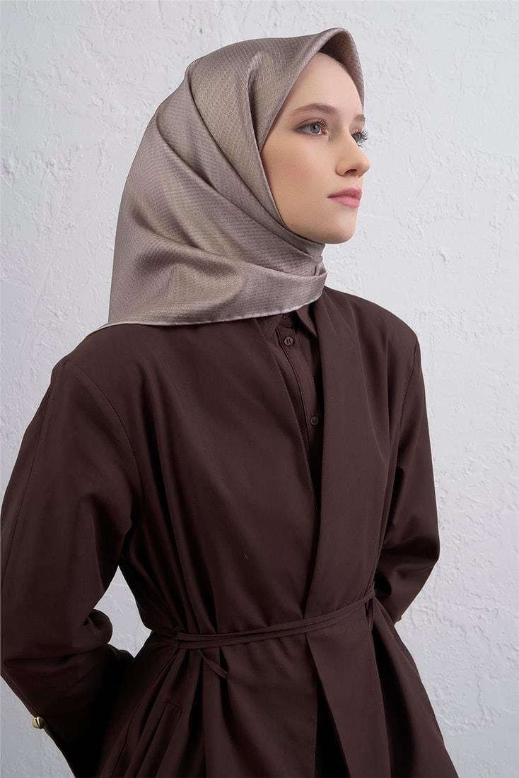 Armine Sura Saf İpek Eşarp IST 9415 - 08 Vizon Karışık  Desen