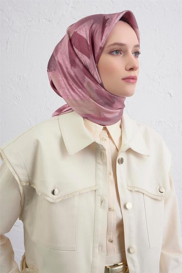 Armine Tivil Pure Silk Scarf 9413-06 Powder Pink Mixed Pattern