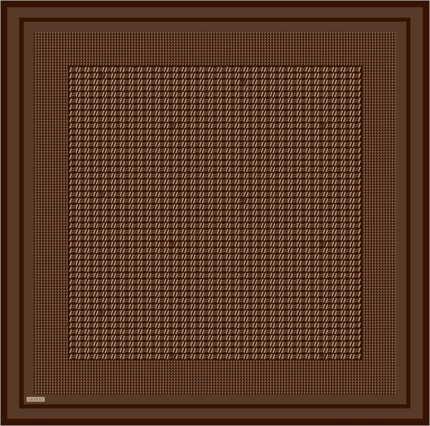 Armine Tivil Saf İpek Eşarp 9502 - 06 Acı Kahve Logo Desen