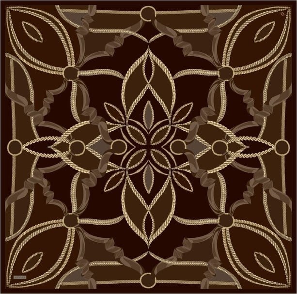 Armine Tivil Saf İpek Eşarp 9531 - 85 Kahve Gold Batik Desen