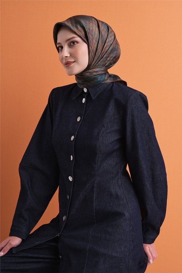 Armine Tivil Saf İpek Eşarp 9628 03 Taba Çizgi Desen 