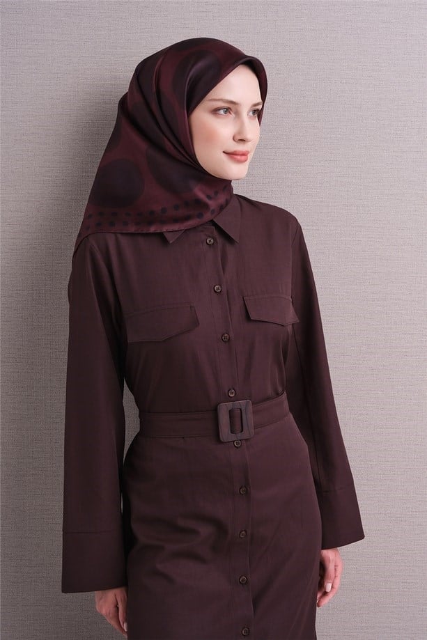 Armine Tivil Saf İpek Eşarp 9637 51 Bordo Pauntiye Desen 