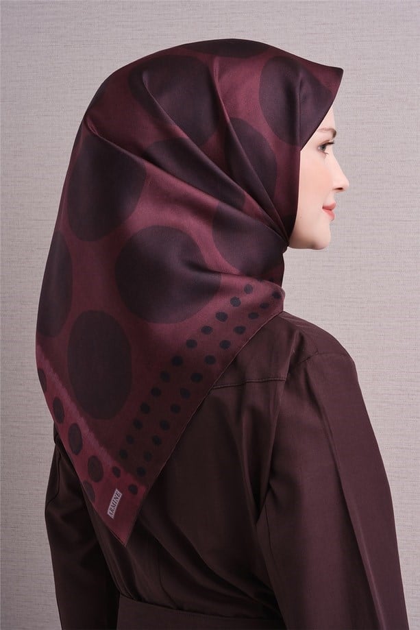 Armine Tivil Saf İpek Eşarp 9637 51 Bordo Pauntiye Desen 
