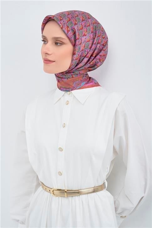 Armine Tivil Saf İpek Eşarp IST 9518 - 84 Lila Etnik Desen