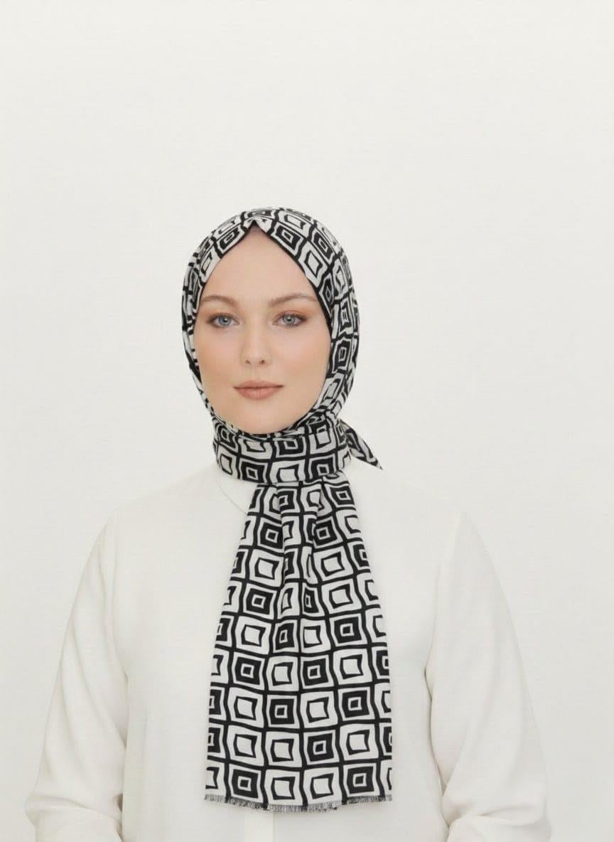 Armine Trend Defne Şal 5763 Siyah Beyaz  IST 10