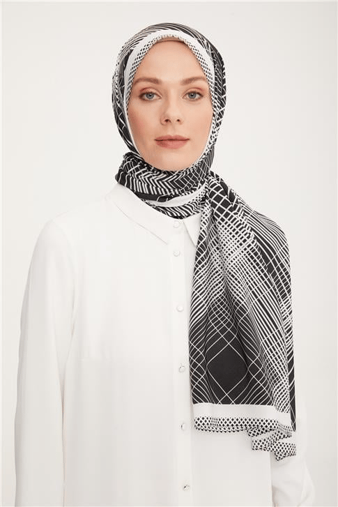 Armine Trend Siyah - Beyaz  Modal Şal 5336 - 02