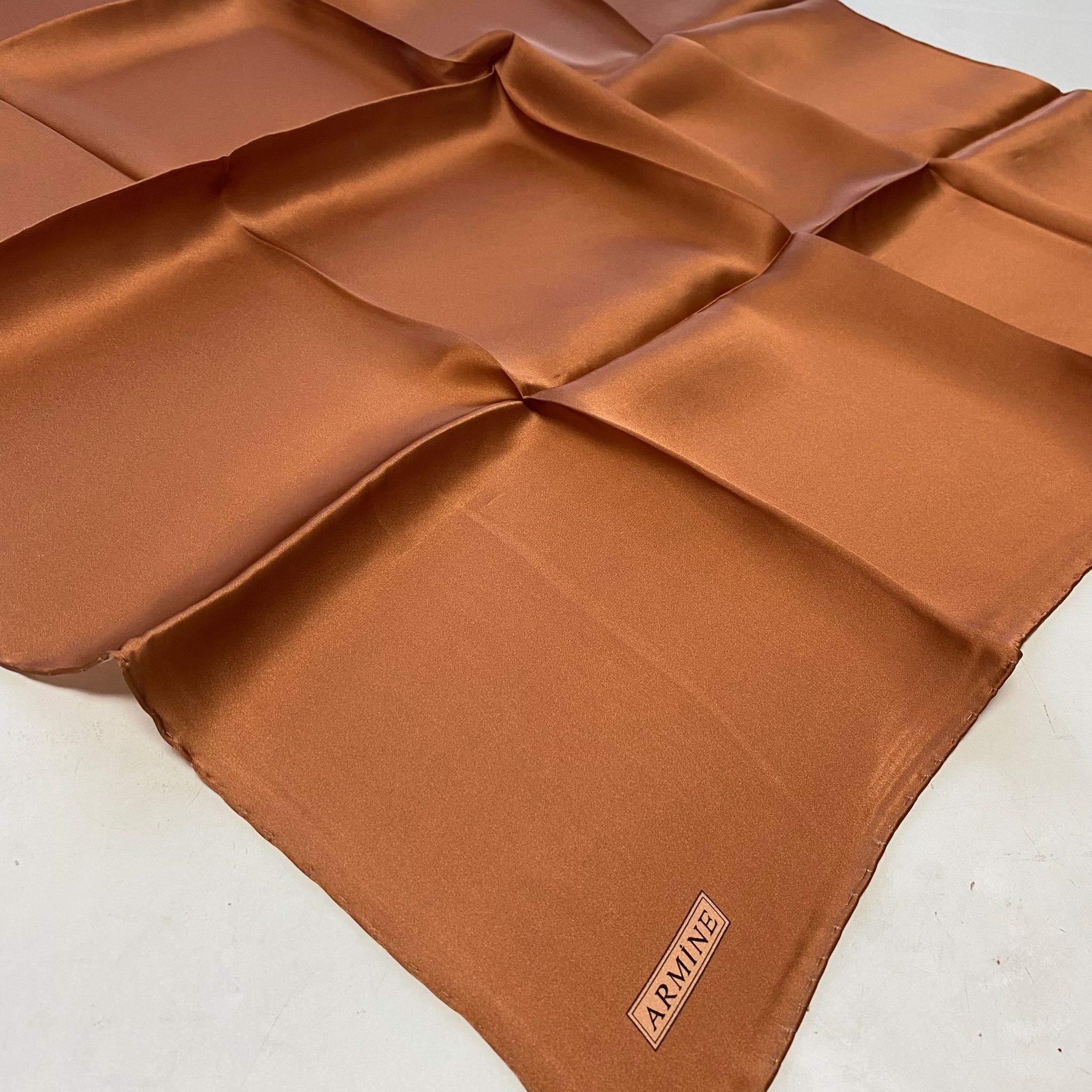 Armine Orange Plain Color Satin Silk Scarf 10D01 - 503