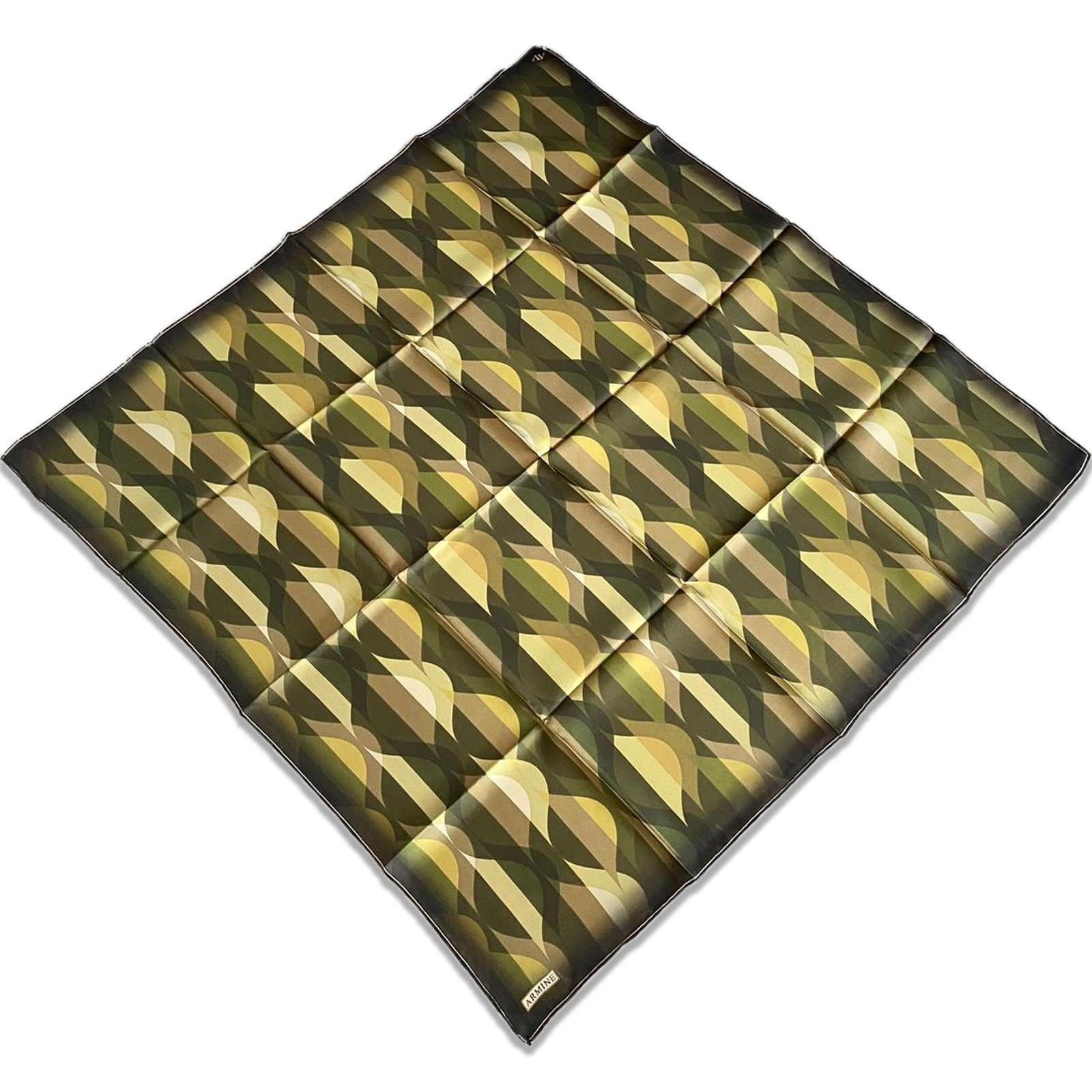 Armine Yeşil Geometrik Desen Tivil İpek Eşarp 9169-37
