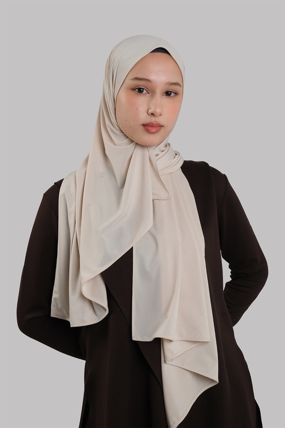 Bej Düz Klasik Şal Dikişli Premium Jersey Sade 202129_12