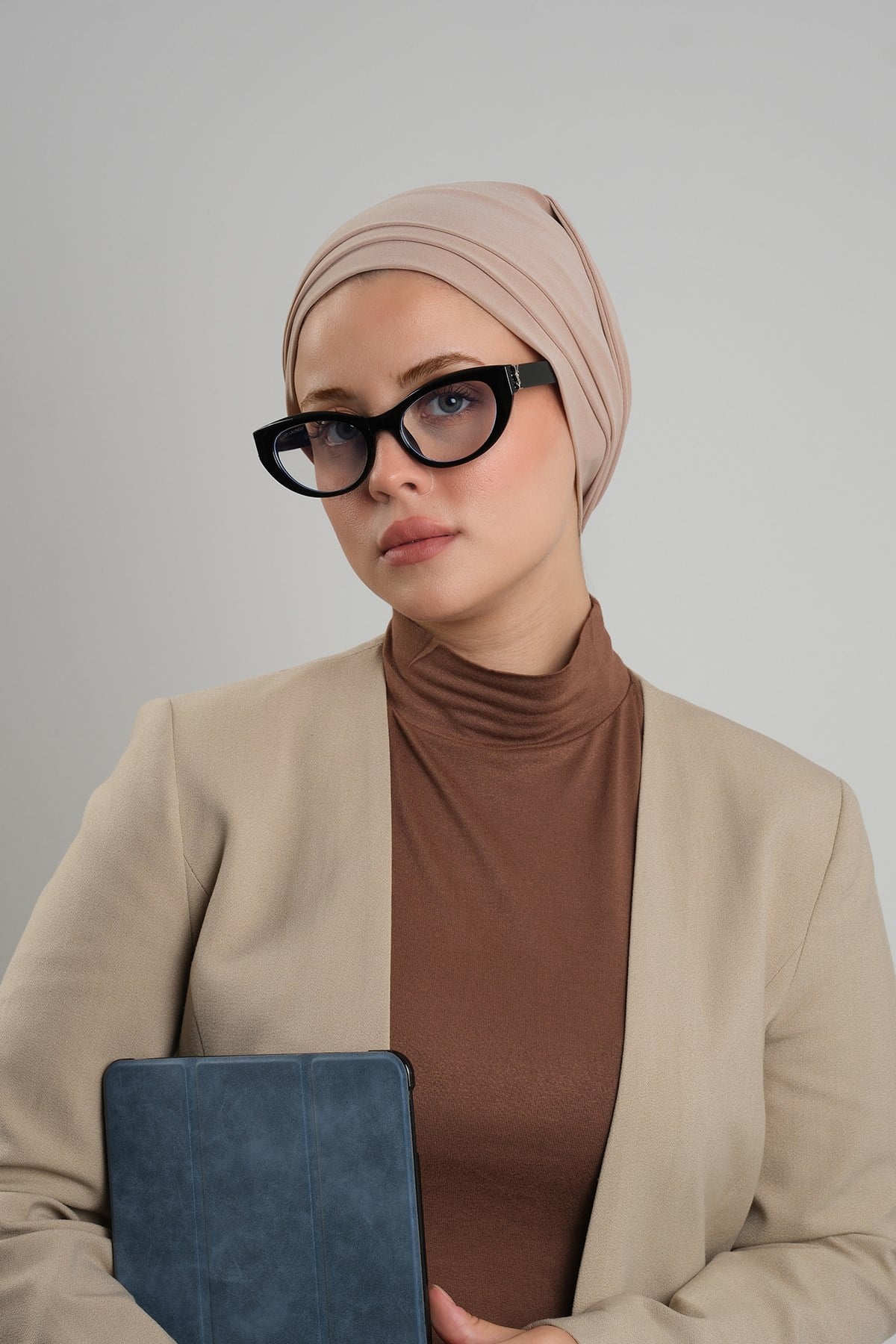 Bej Versa Kuyruklu Pratik Tesettür Bone Sandy Büzgülü 2515_12