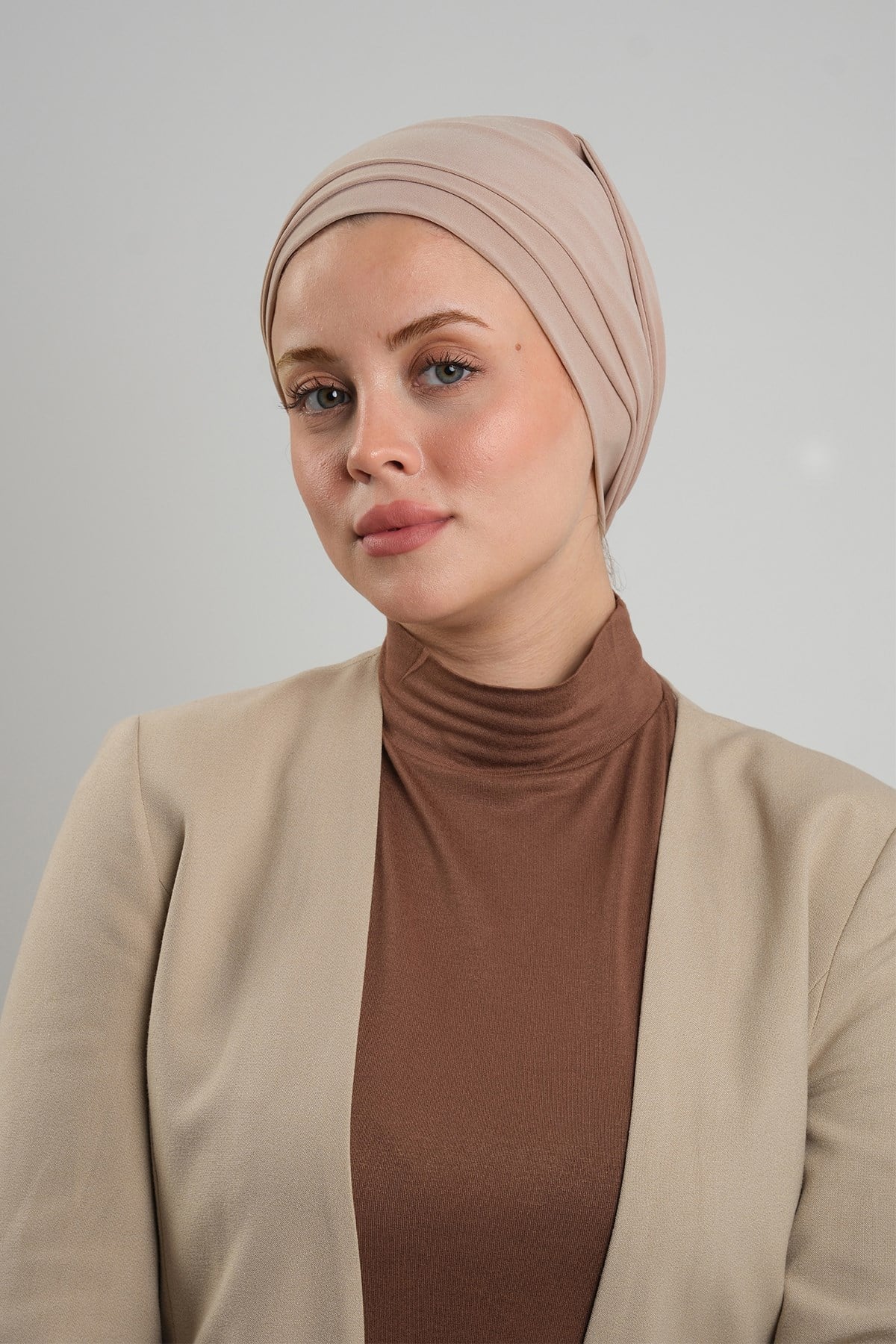 Bej Versa Kuyruklu Pratik Tesettür Bone Sandy Büzgülü 2515_12