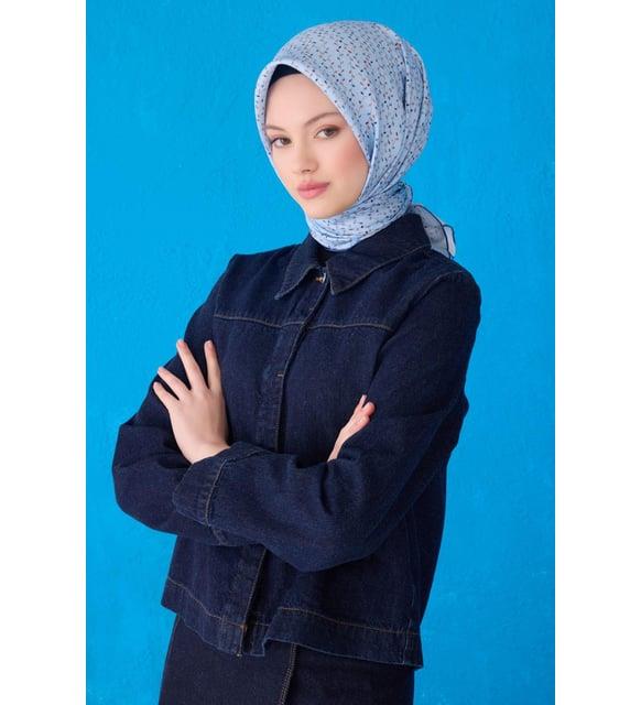 Belli 2025 Yaz Sura Saf İpek Eşarp IST  4128 - 84 Lila Karışık Desen 