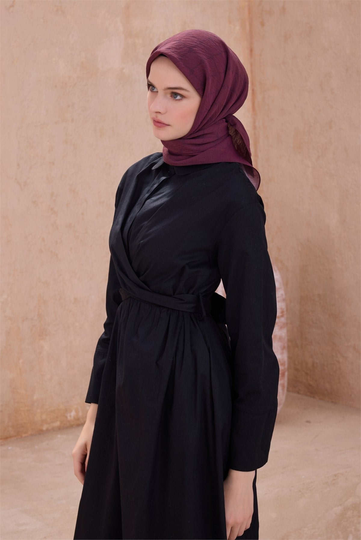 Belli Fresh Bordo Paulista Eşarp Geometrik Desen