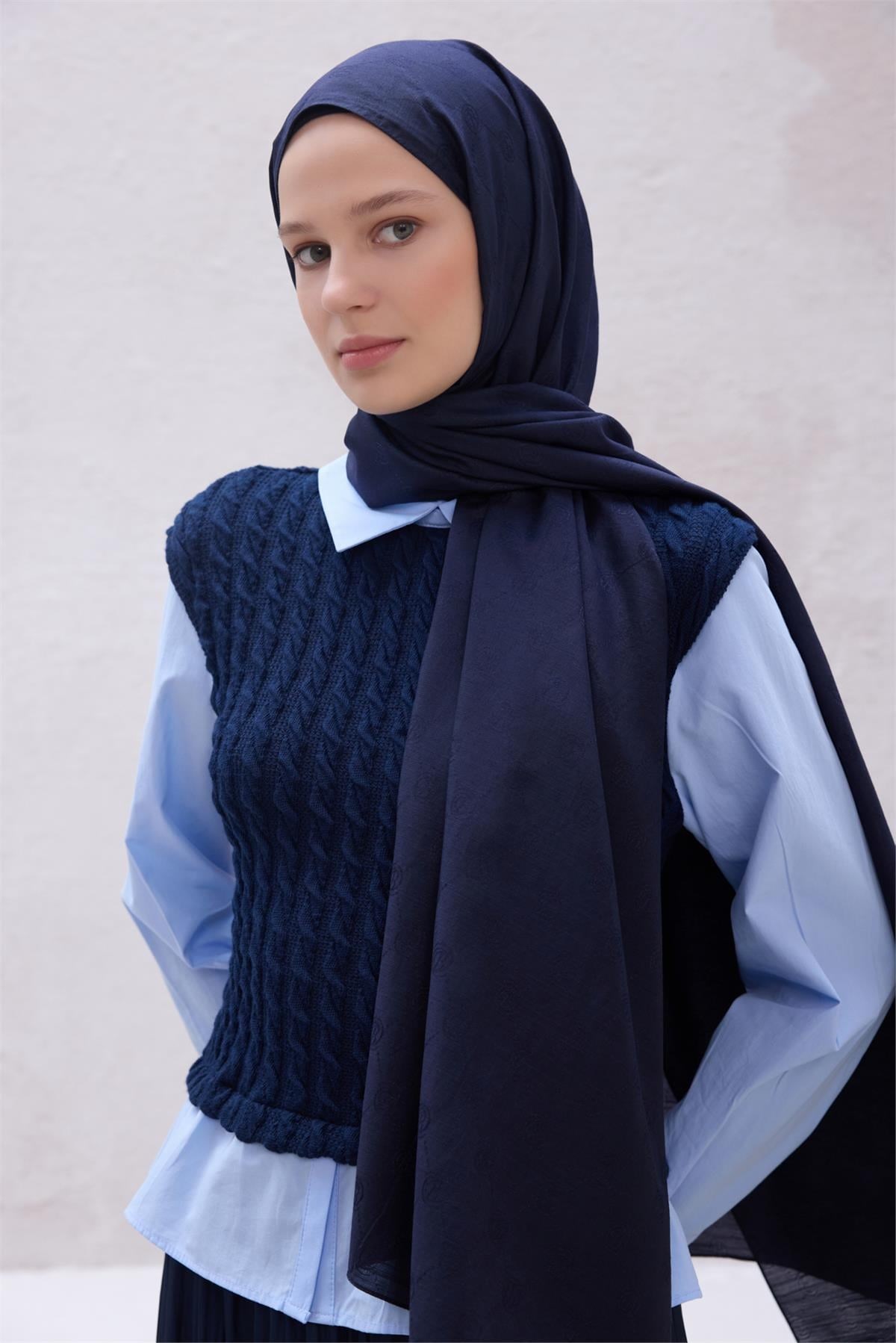Belli Fresh Monogram Şal 3 Lacivert 100