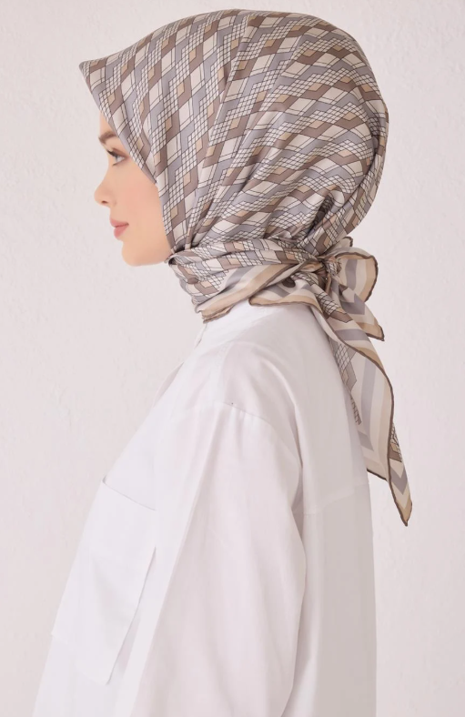 Belli Twill Silk Scarf 4052-03 Cream Mixed Pattern