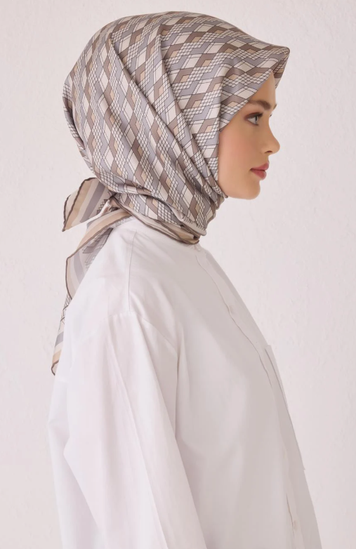 Belli Twill Silk Scarf 4052-03 Cream Mixed Pattern