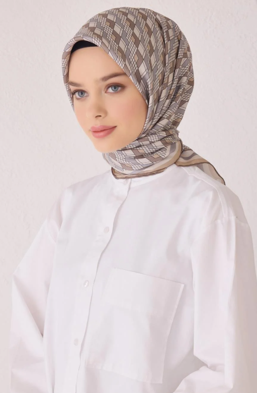 Belli Twill Silk Scarf 4052-03 Cream Mixed Pattern